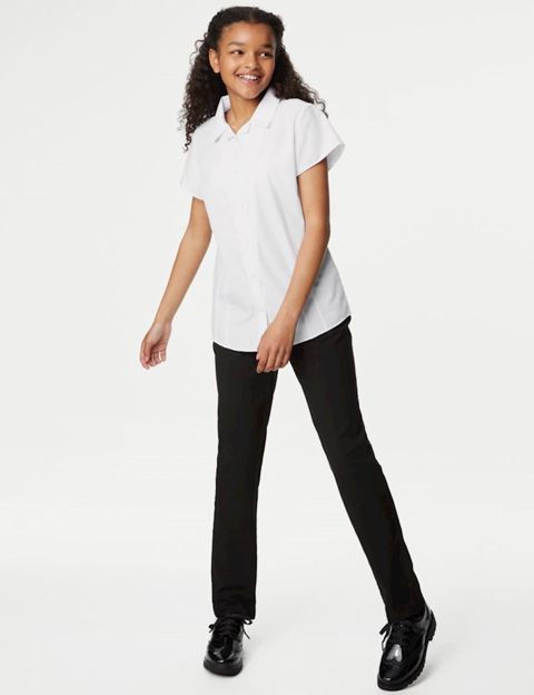 Qızlar üçün məktəbli qısaqol köynək Marks and Spencer school blouse, ağ, polyester/pambıq, ölçü 12-13 yaş — Bakı