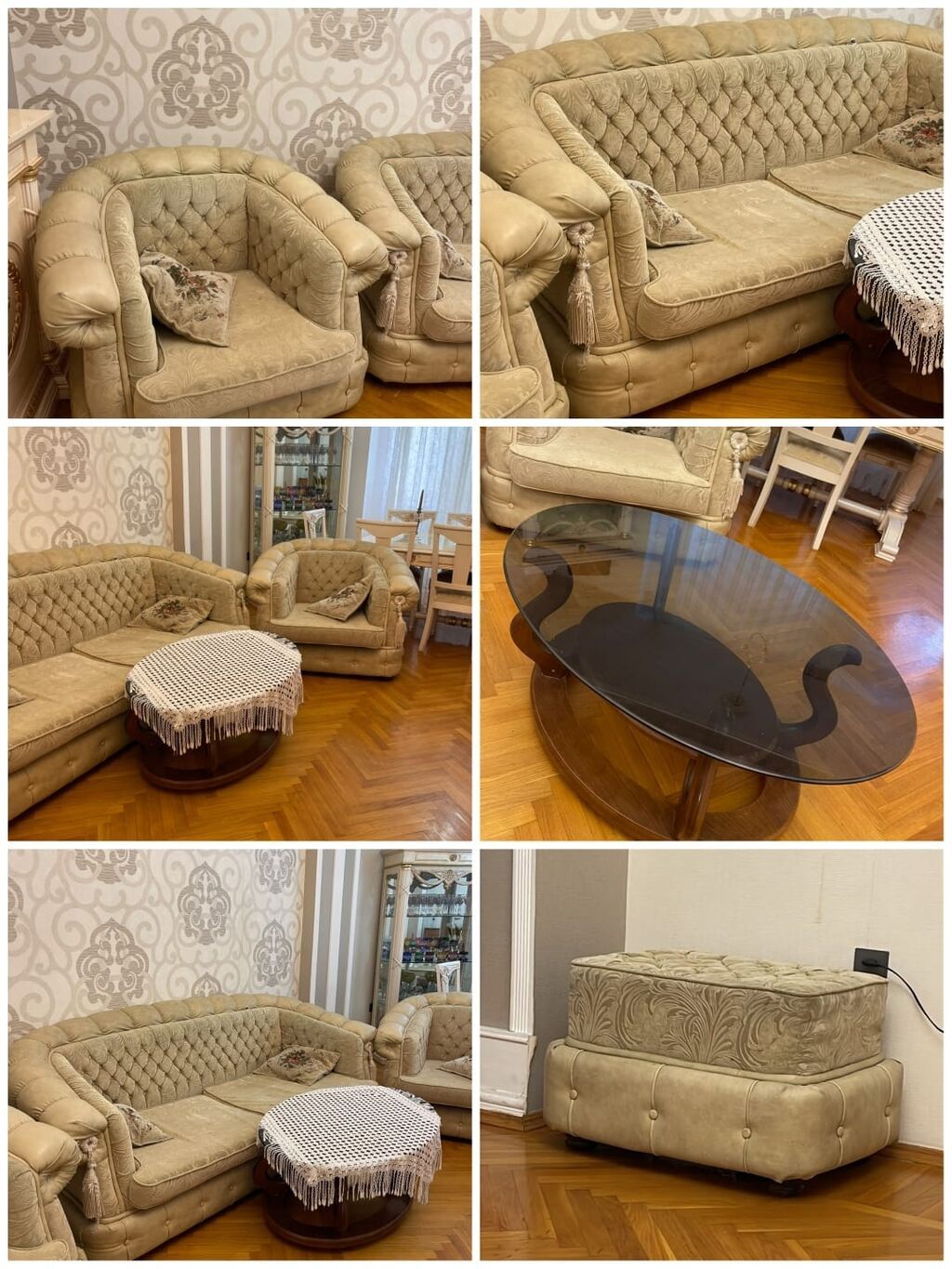 Əla vəziyyətdə divan dəsti satılır pufiklə və gurnal masası ilə — Divanlər, Bakı