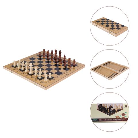 Şahmat + dama + nərd (3-ü 1-də), taxta, 48x48 sm — Bakı