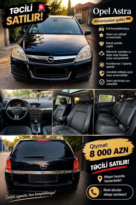 Opel Astra (Almaniyadan) Xüsusiyyətlər: - Full komplektasiya — Bakı