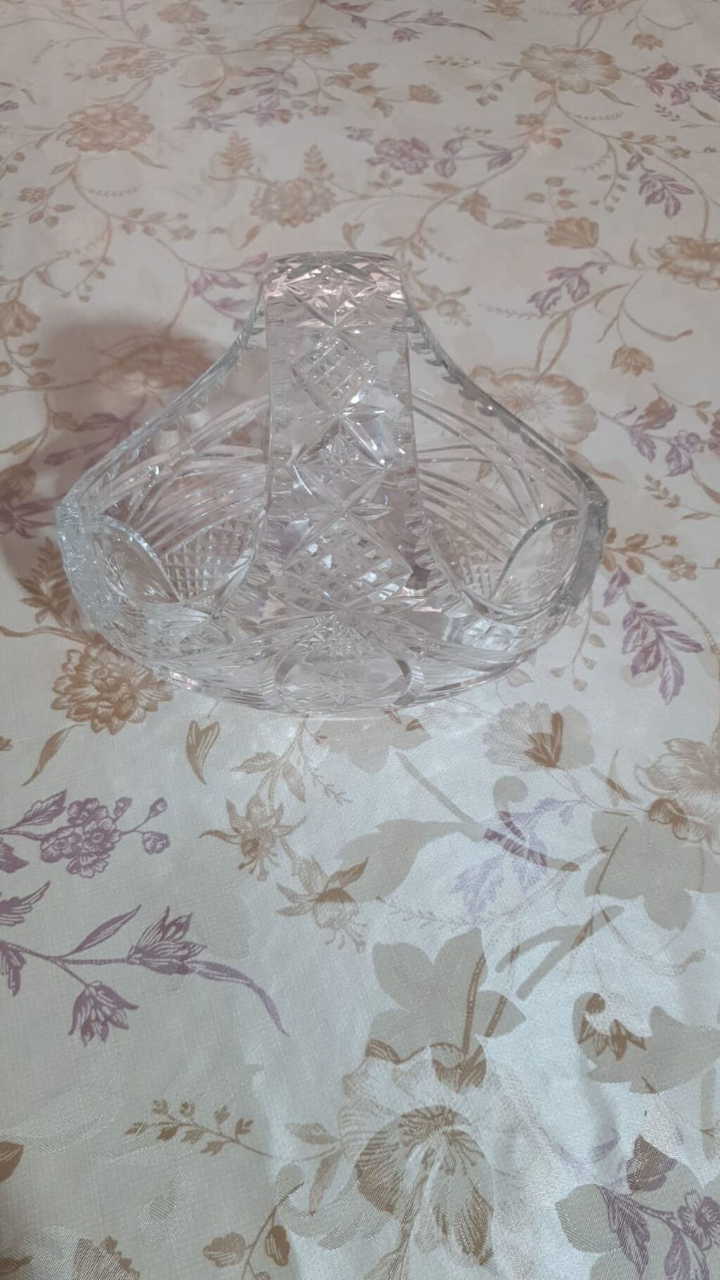Çox gözəl Çexoslavakiya xrustal konfet və çərəz üçün səbət qabı 100% — Süfrə qabı, Bakı (8)