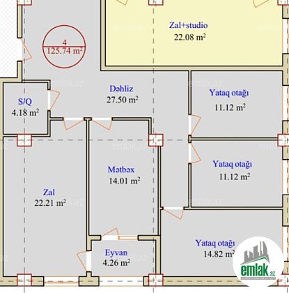 Satılır 4 otaqlı 127 m² yeni tikili Y.Ramana — Mənzil (2)