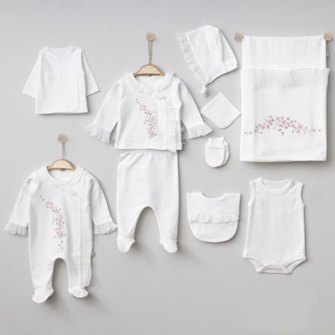 Xəstəxana çıxışı üçün geyim dəsti Pugi Baby 6130PG, qız üçün, 0-3 ay, 10 əşya, krem — Bakı