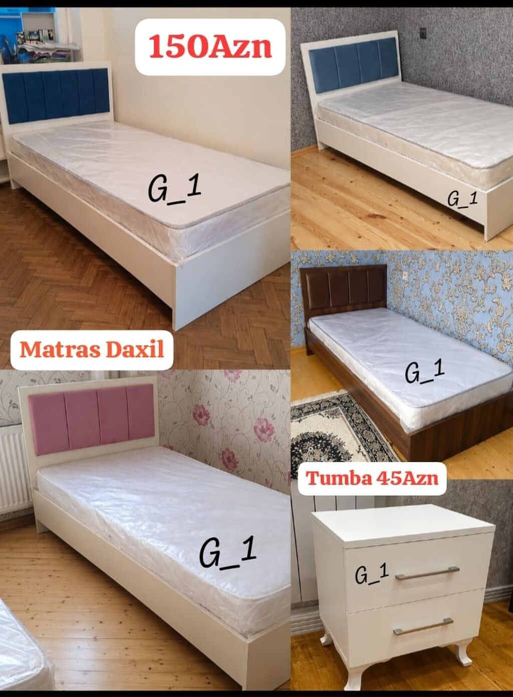 Tək nəfərlik çarpayılar – qiymət: 150 AZN - Matras daxil - Müxtəlif — Yataqlar, Mehdiabad
