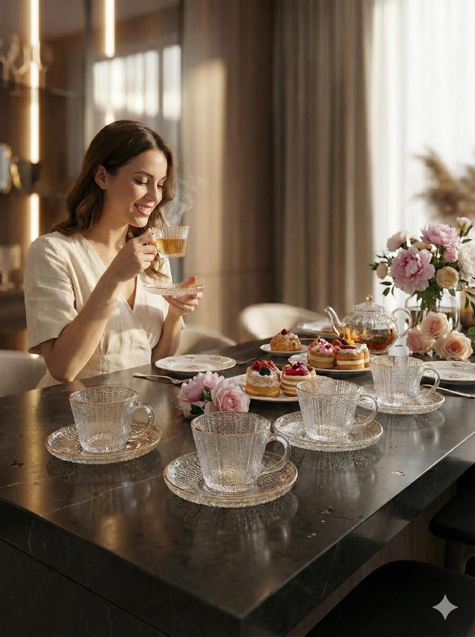 Çay servizi NT476, şüşə, 6 nəfərlik, 12 parça — Mallar, Bakı (2)