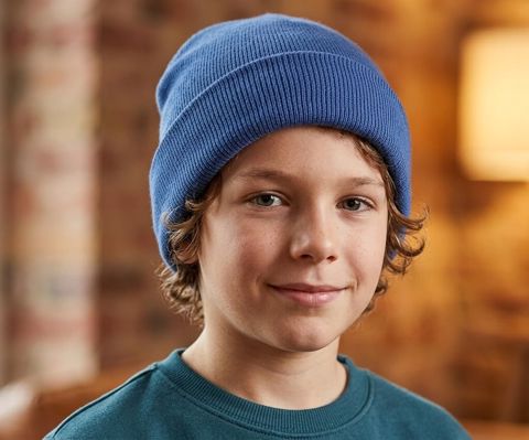 Toxunma papaq – mavi - Klassik beanie modeli, qatlanmış kənarlı — Bakı