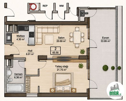 Satılır 2 otaqlı 95 m² yeni tikili Ağ şəhər — Mənzil (4)