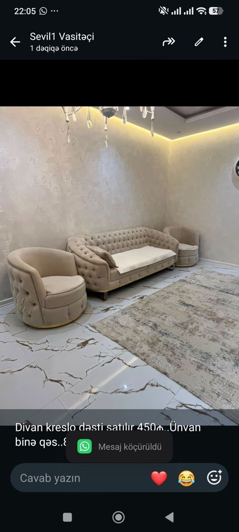 Divan kreslo dəsti satılır 450₼. Ünvan binə qəs. 8380. Sevil1 — Bakı