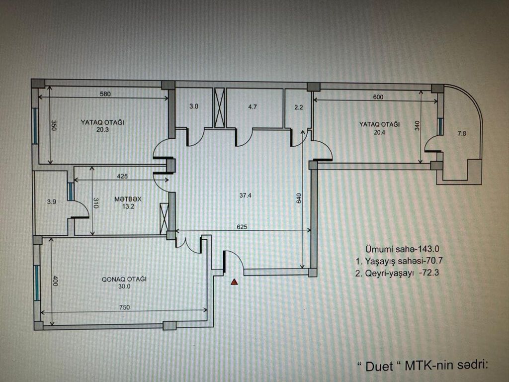 Yasamalda, Kamal Rəhimov Küçəsində "Duet MTK"-da Kupçalı, 143 m² — Mənzil, Bakı (2)