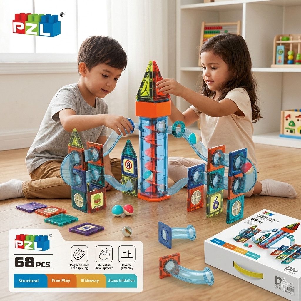 Maqnit konstruktoru PZL Magnetic Pipeline Building Block, 68 element — Mallar, Bakı (2)