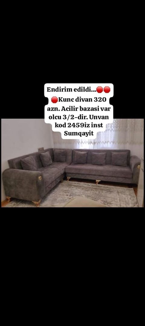 Endirim edildi. Kunc divan 320 azn. Acilir bazasi var olcu — Digah