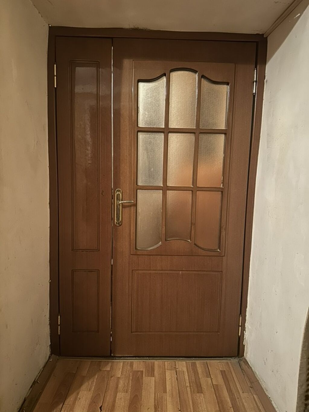 İkiqat taxta otaq qapısı – şüşəli dizayn - Material: ağac (qəhvəyi — Pəncərələr, qapılar, balkonlar, Bakı (2)