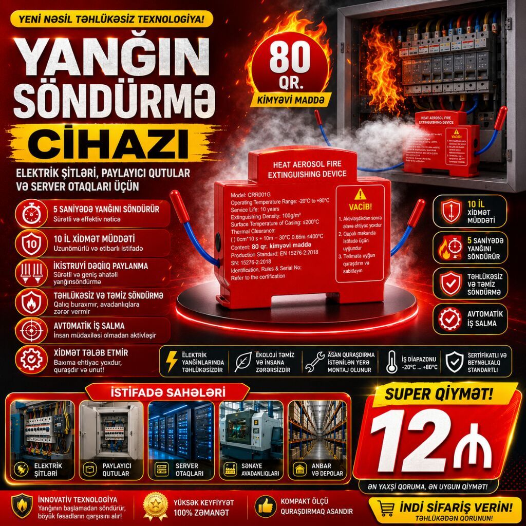 Yanğınsöndürmə cihazı. Evinizi və ailənizi elektrik qısaqapanmasından — Ev malları, Lənkəran