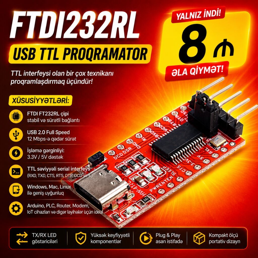 USB proqramator CH340, CP2112, CH340G, FTDİ232RL, ST-Link TP4056 — Noutbuk aksesuarları, Lənkəran (5)