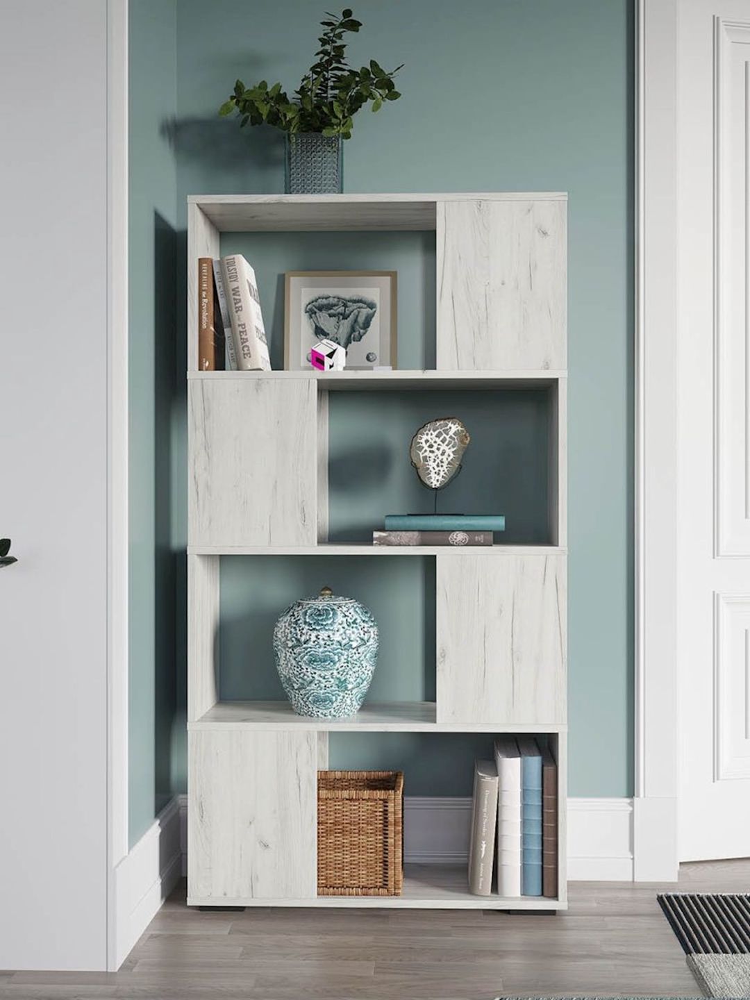 Stellaj 3563_StellajloftDubWhite, 142х75х25.6 sm, Ldsp, ağ — Mallar, Bakı (2)
