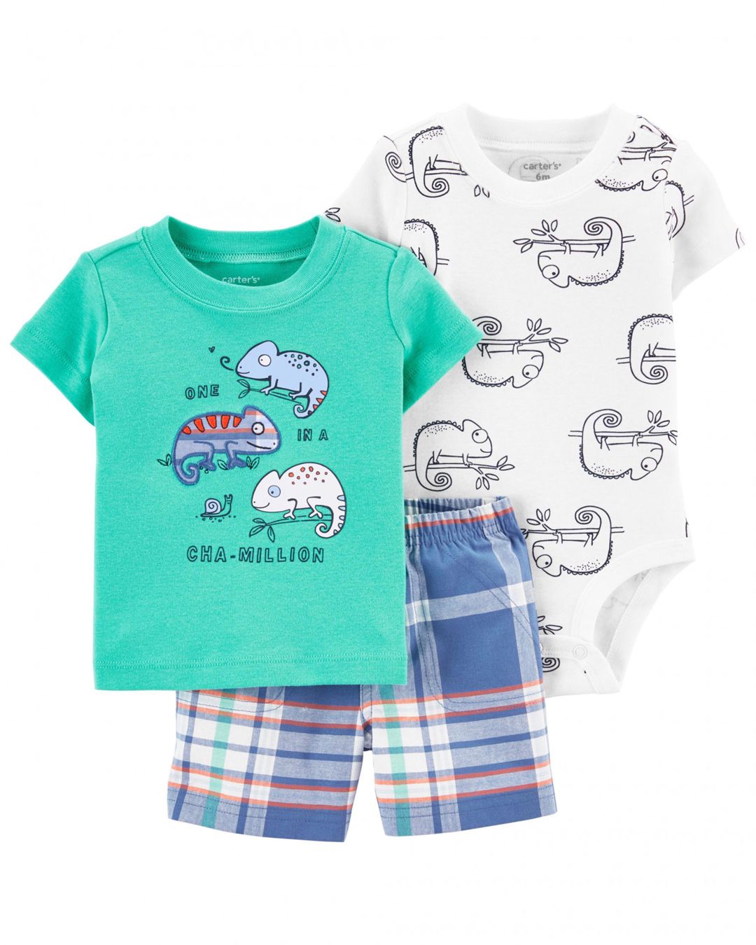 Oğlanlar üçün şortlu dəst Carter's Chameleon Little Short, rəngbərəng, pambıq, ölçü 9-12 ay — Mallar, Bakı