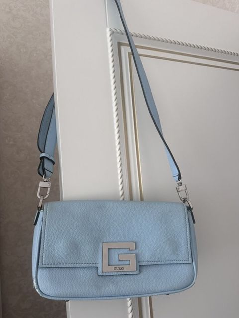 Guess çiyin/çapraz asma çantası – açıq mavi - Material: toxumalı — Bakı