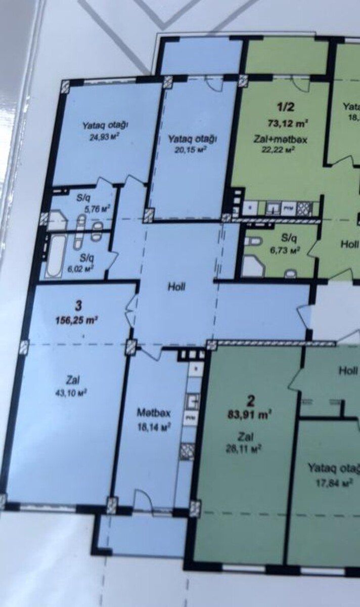 Satılır 3 otaqlı yeni tikili 157 m² — Mənzil, Bakı (2)