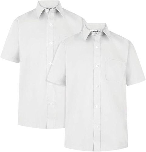 Oğlanlar üçün 2 ədədli məktəbli qısaqol köynək dəsti Zeco school shirts ağ, polyester/pambıq, ölçü 9-10 yaş — Bakı