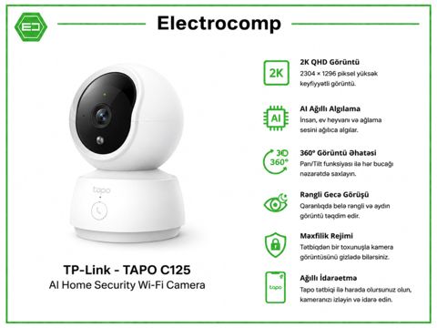 TP-Link Tapo C125 – AI Home Security Wi-Fi Camera — 127 ₼ · Bakı · Ağıllı ev və təhlükəsizlik TP-Link Tapo C125 – AI Home Security Wi-Fi Camera — Bakı