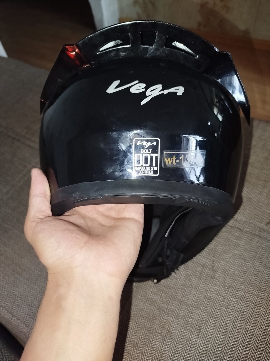 Vega Bolt tam üzlü motosiklet dəbilqəsi - Rəng: qara, parlak - Model — Motosiklet geyimi, Bakı (4)