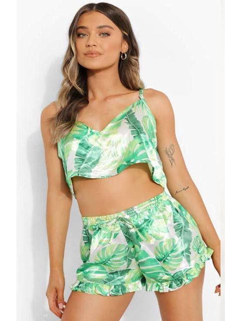 Şortlu pijama dəsti qadınlar üçün 8850_76413254, yaşıl, atlas, ölçü XL — Bakı