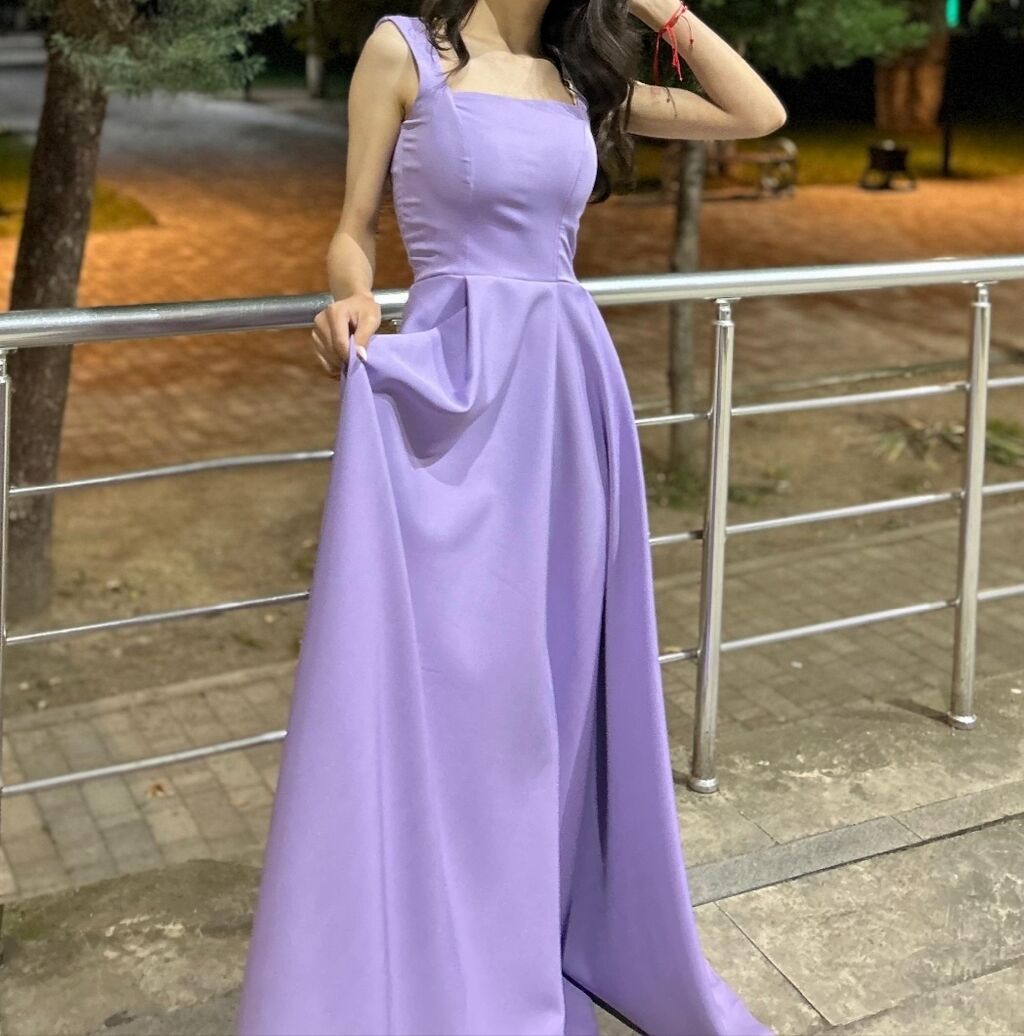 Uzun bənövşəyi don - Model: klassik A-kəsim, yerə qədər uzunluq - Üst — Axşam paltarları, Bakı (2)