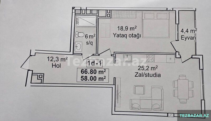 Satılır 2 otaqlı yeni tikili 67 m², 20 Yanvar m — Mənzil, Bakı (2)