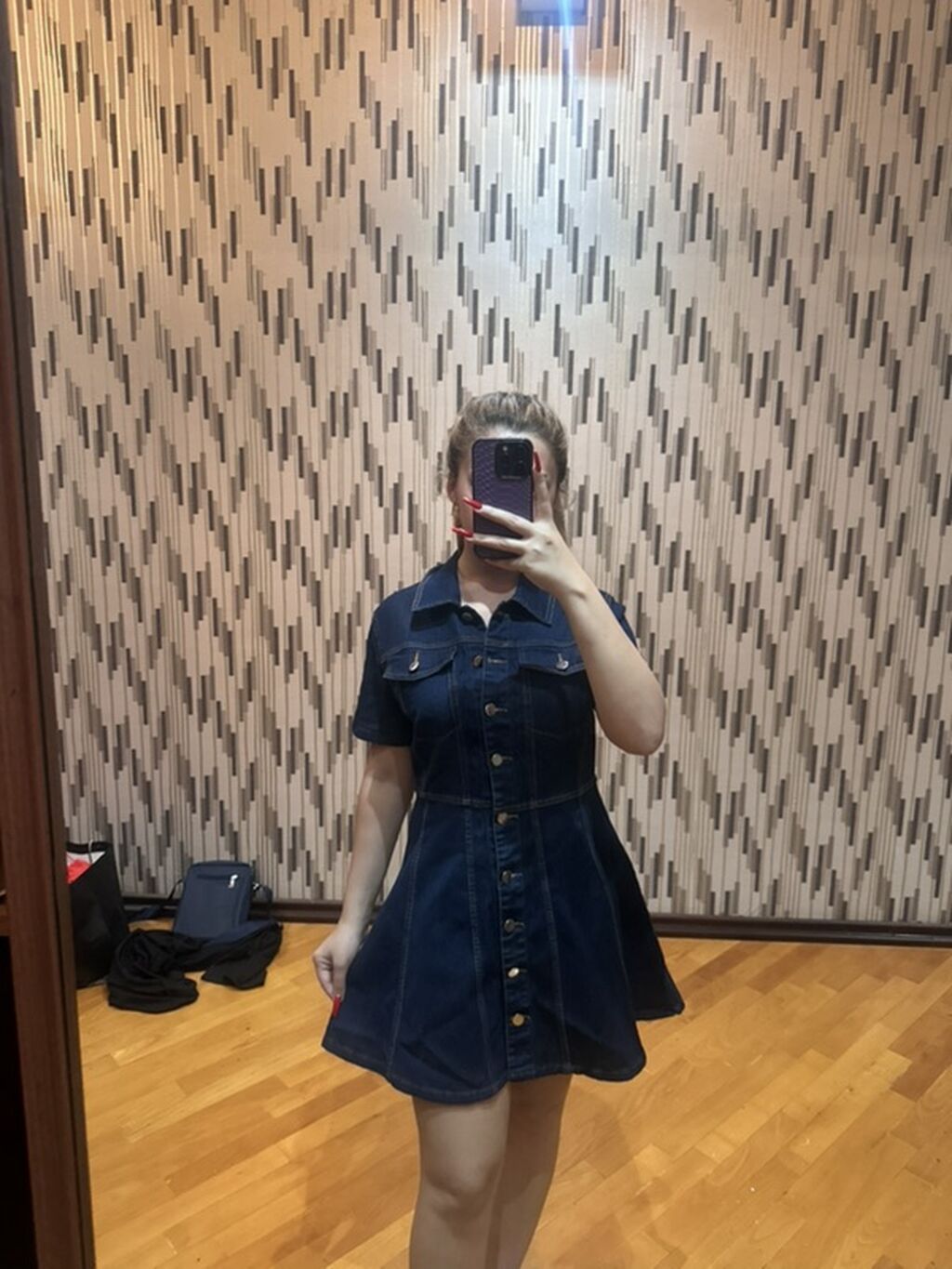 Denim qısa don - Model: A-kesim, alt hissəsi ətək kimi açılan siluet — Gündəlik paltarlar, Bakı