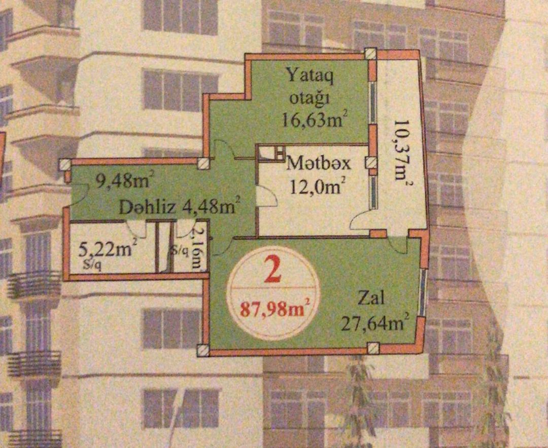 Satılır 2 otaqlı yeni tikili 88 m² — Mənzil, Bakı (2)