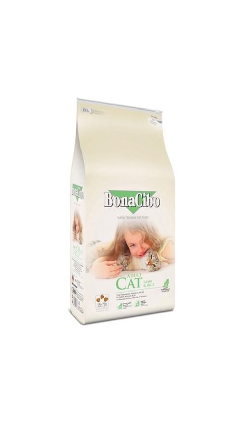 Quru yem BonaCibo Adult Cat Lamb & Rice yetkin pişiklər üçün 1 kq — Bakı