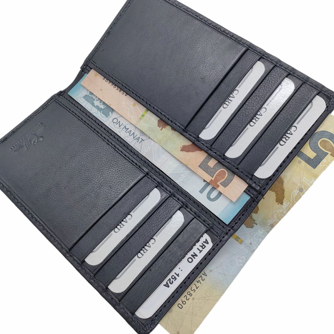 Dəri pulqabı kişi üçün Cliff 152A Plain Black — Mallar, Bakı (2)