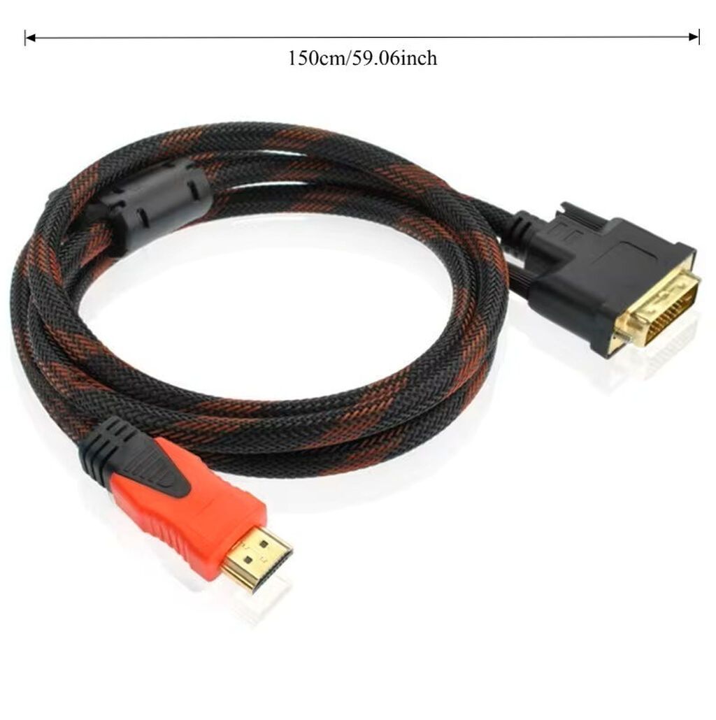 HDMI to DVI (24+1) görüntü ötürücü kabel Monitor, televizor — Video kabel və adapterlər, Bakı (2)