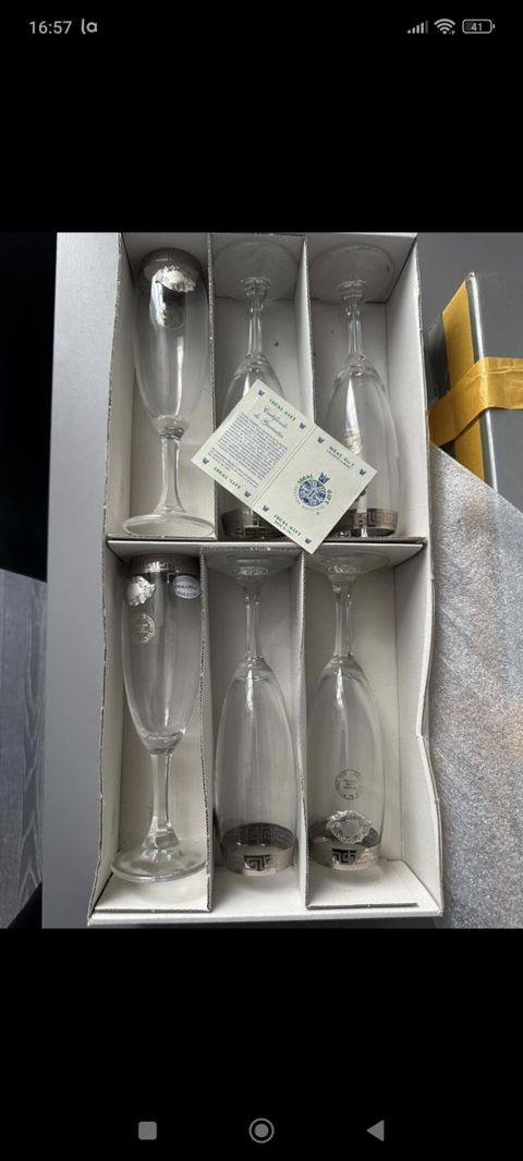 Qədəhlər, rəng - Gümüşü, Şüşə, 6 ədədli dəst, 500 ml, İtaliya — Masazır
