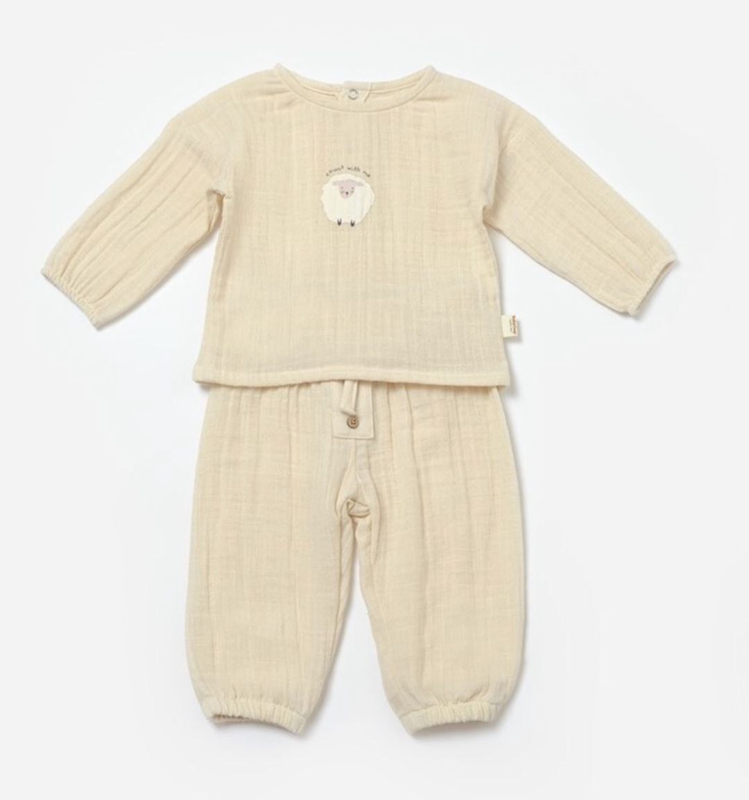 Oğlanlar üçün şalvarlı dəst BabyCosy CSYM7015, bej, pambıq, ölçü 6-9 ay — Mallar, Bakı