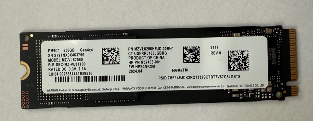 Samsung PM9C1 256GB NVMe SSD — Kompüterlər və noutbuklar, Bakı