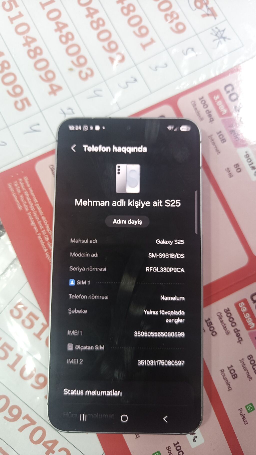 Samsung Galaxy S25, 128 GB, rəng - Gümüşü, İki sim kartlı — Samsung, Bakı