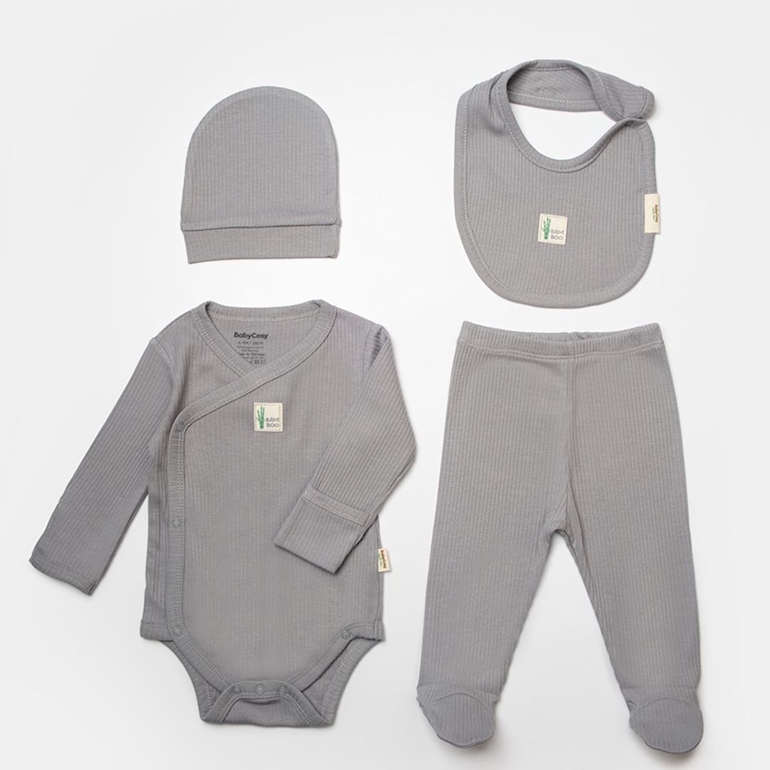Oğlanlar üçün dəst BabyCosy CSYB9011, boz, bambuk lifi/pambıq, ölçü 0-3 ay — Mallar, Bakı (2)