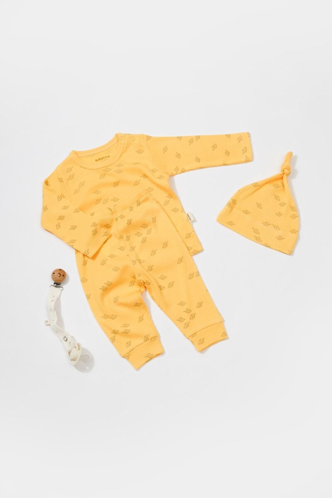 Oğlanlar üçün şalvarlı pijama dəsti BabyCosy CSYM25502, sarı, modal/pambıq, ölçü 9-12 ay — Mallar, Bakı