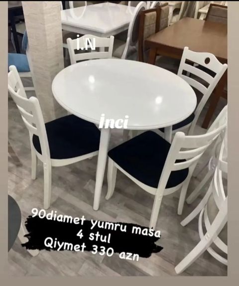 Mətbəx üçün, Yeni, Açılmayan, Yumru masa, 4 stul — Bakı