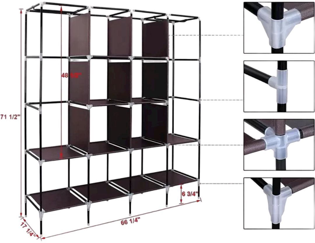 Portativ şkaf 88170 Wine Red, döşəməüstü, 45x170x170 sm, PVC/parça, tünd qırmızı — Şkaflar, Bakı (3)
