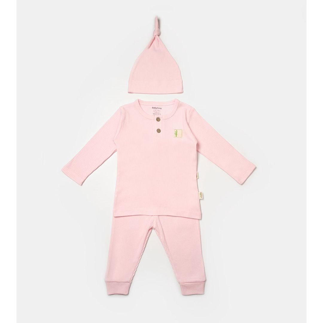 Qızlar üçün şalvarlı pijama dəsti BabyCosy CSYB9001, çəhrayı, bambuk lifi/pambıq, ölçü 3-6 ay — Mallar, Bakı (2)