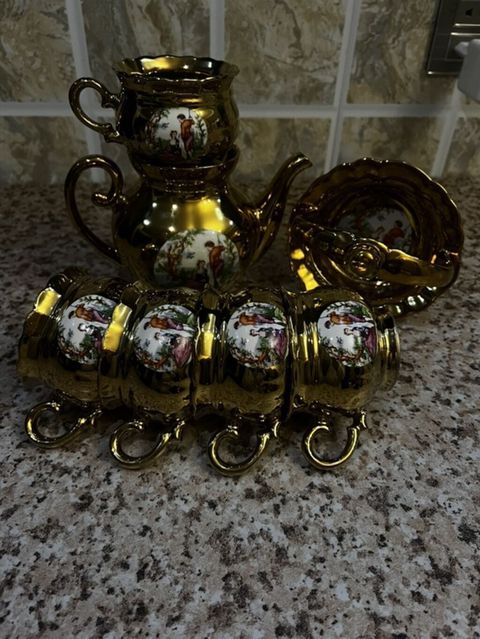 Çay dəsti, rəng - Qızılı, Keramika, 4 nəfərlik — Bakı