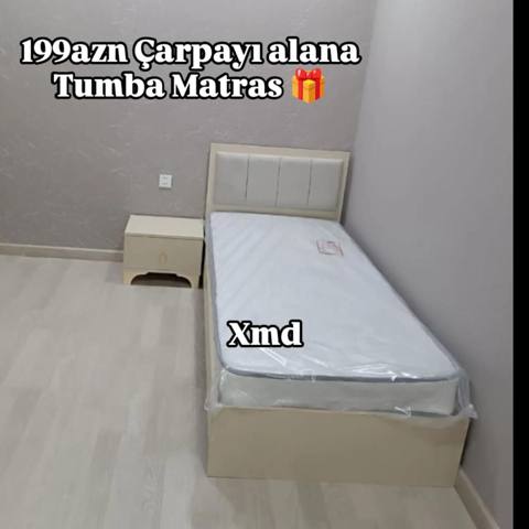 Tək nəfərlik çarpayı dəsti - Müasir dizaynlı, başlıq hissəsi yumşaq — Sumqayıt