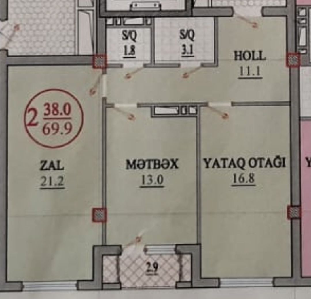 Satılır 3 otaqlı yeni tikili 70 m² — Mənzil, Bakı (9)