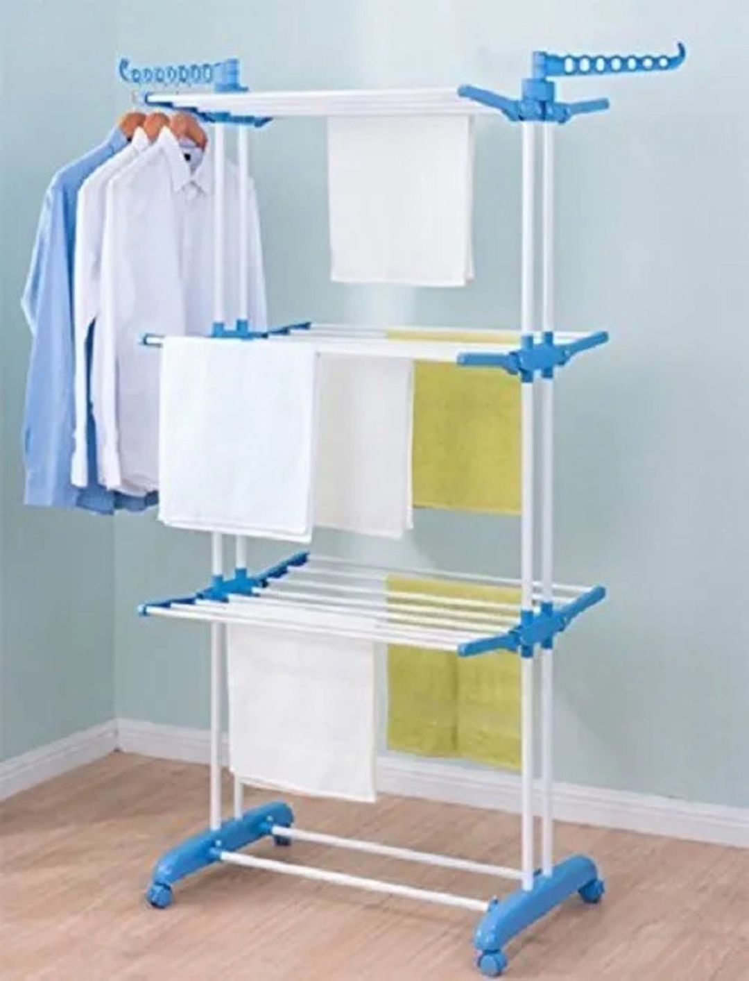 Paltar üçün quruducu tm-0035, döşəməüstü, 126x64x170 sm, plastik, düzbücaq, ağ/mavi — Mallar, Bakı (3)