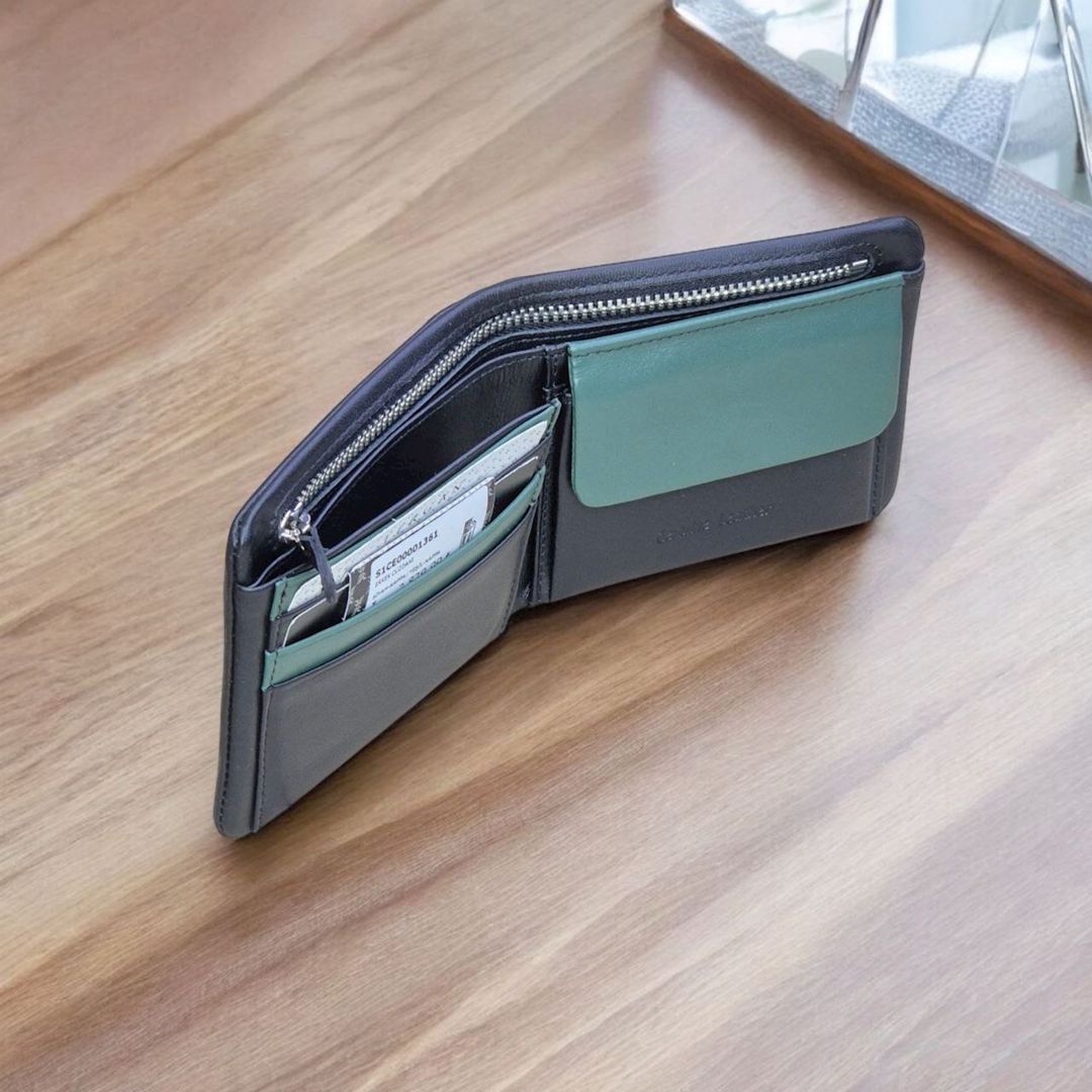 Dəri pulqabı kişilər üçün Tergan_1361_Black-Green — Mallar, Bakı (2)