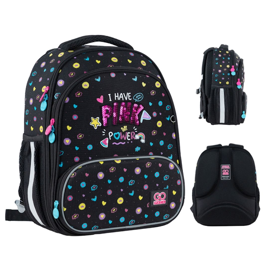 Məktəbli bel çantası GoPack GO24-597M-2 Pink Power, poliester, qara — Mallar, Bakı (2)