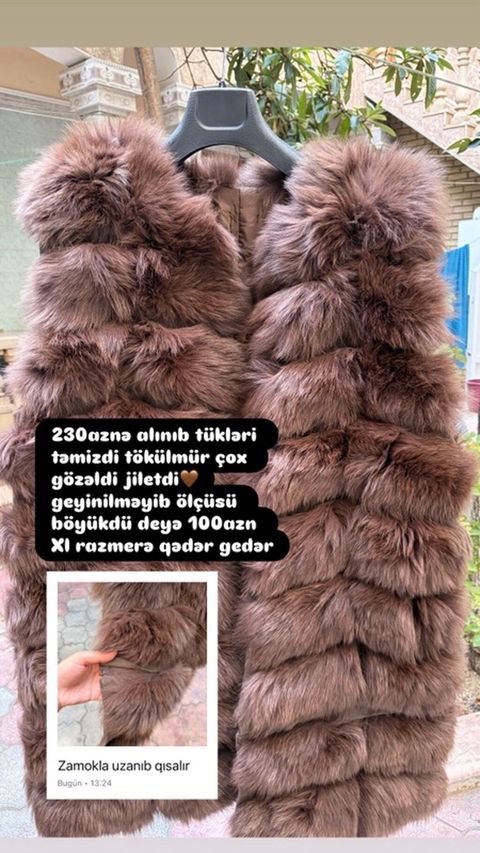 Qadınlar üçün süni xəz jilet - Rəng: qəhvəyi/şokolad - Yumşaq, sıx — Bakı