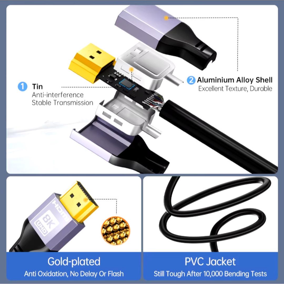 Yüksək Sürətli HDMI Kabel UHD 8K 5m 4K 120Hz ARC Hdcp Rəqəmsal Kabel — Video kabel və adapterlər, Bakı (3)
